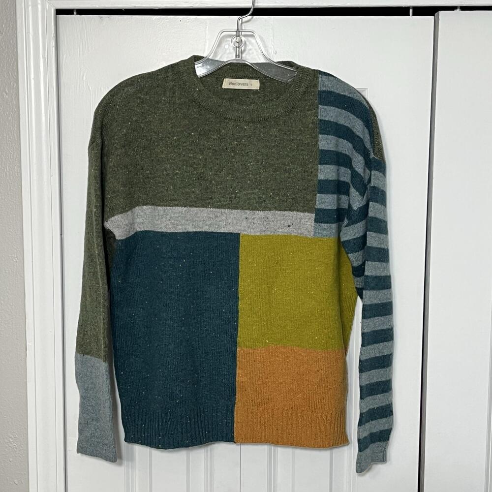 Woolovers Sweater Womens Small Pullover Lambswool Colorblock Stripe Knit Jumper